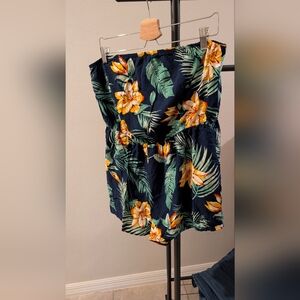 Floral Print Strapless Romper